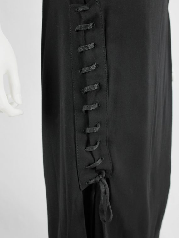 vaniitas vintage AF Vandevorst black skirt with corset-lacing on the side fall 2006 4506