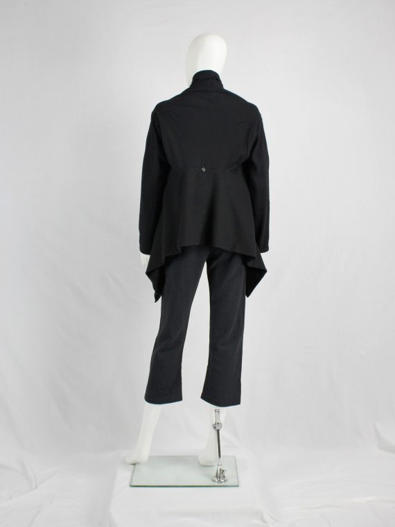 vaniitas vintage Ann Demeulemeester black draped button-up jumper with oversized cowl neck 2284