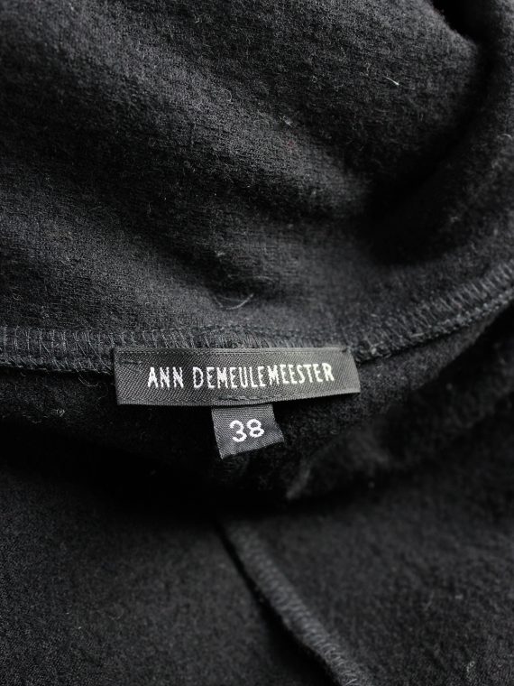 vaniitas vintage Ann Demeulemeester black draped button-up jumper with oversized cowl neck 2330