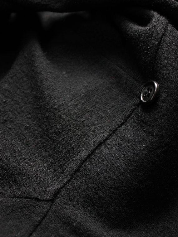 vaniitas vintage Ann Demeulemeester black draped button-up jumper with oversized cowl neck 2341