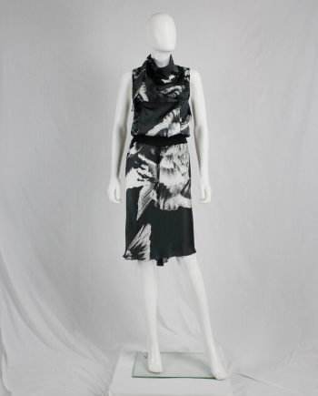 Ann Demeulemeester black dress with white bird print — spring 2010