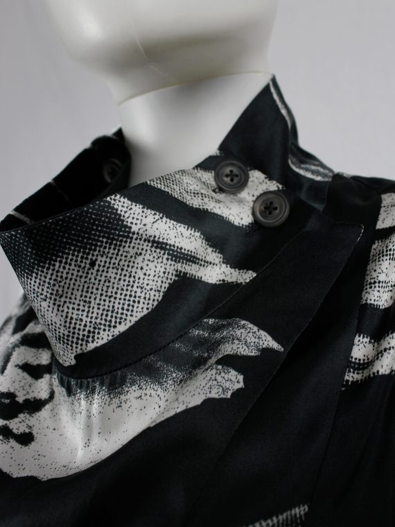 vaniitas vintage Ann Demeulemeester black dress with white bird print spring 2010 121