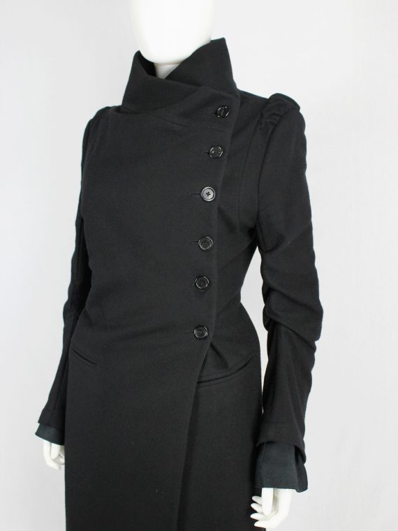 vaniitas vintage Ann Demeulemeester black long coat with asymmetric button closure 5160