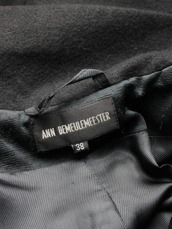 vaniitas vintage Ann Demeulemeester black long coat with asymmetric button closure 5209