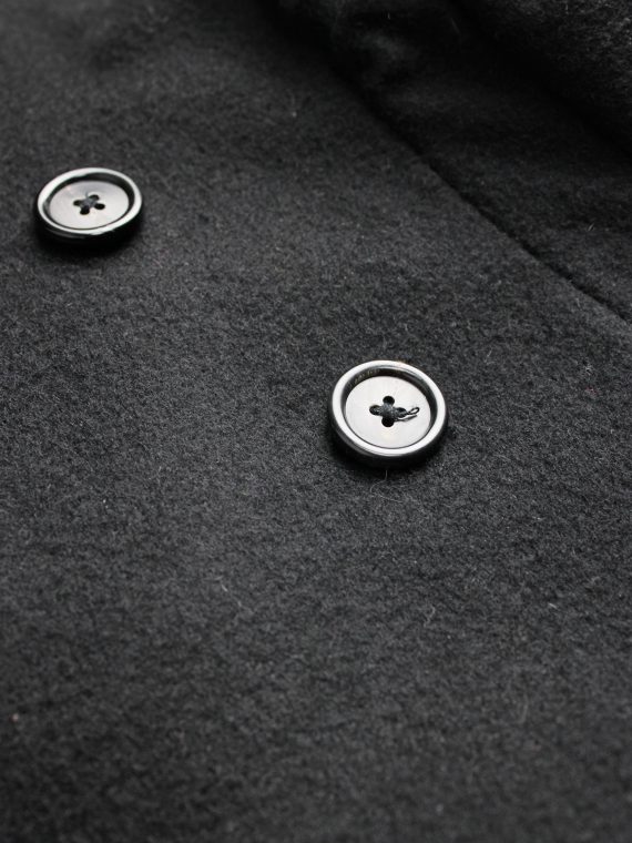 vaniitas vintage Ann Demeulemeester black long coat with asymmetric button closure 5216
