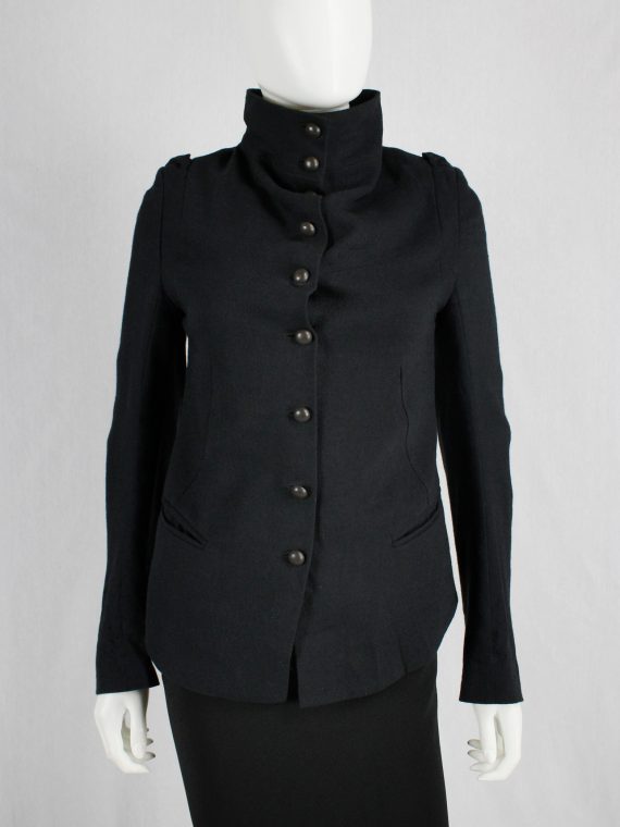 vaniitas vintage Ann Demeulemeester black victorian blazer with brass buttons runway fall 2009 0732