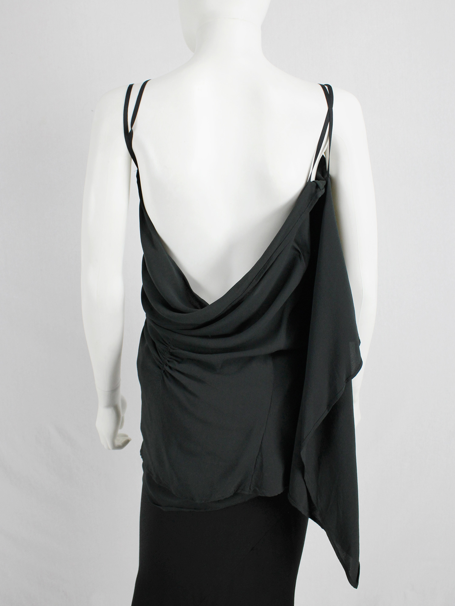 Ann Demeulemeester dark green triple wrapped top with open back - V A N ...