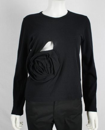 Comme des Garçons black jumper with oversized 3D rose — fall 2013