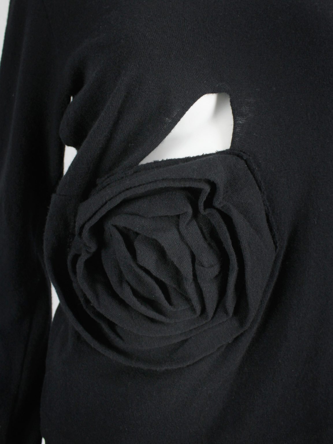 Comme des Garçons black jumper with oversized 3D rose — fall 2013