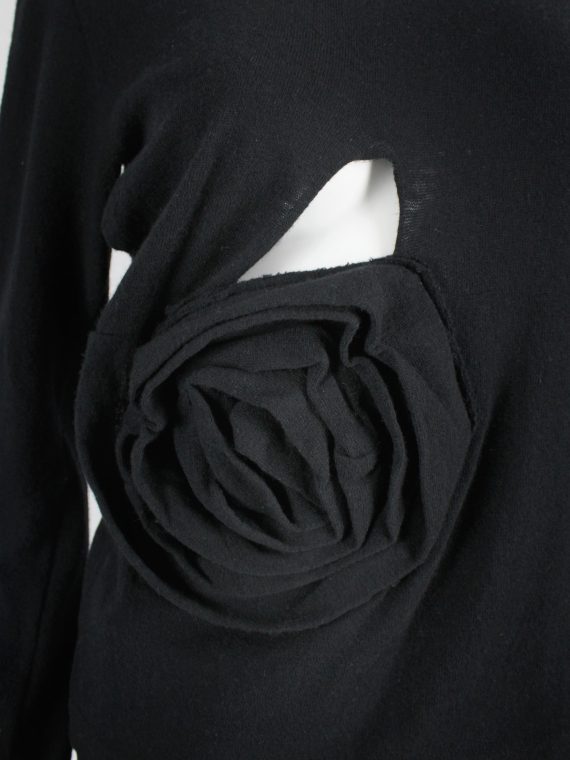 vaniitas vintage Comme des Garçons black jumper with oversized 3D rose fall 2013 3245
