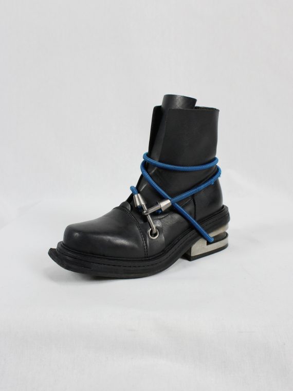 vaniitas vintage Dirk Bikkembergs black mountaineering boots with black and blue elastic fall 1996 1803