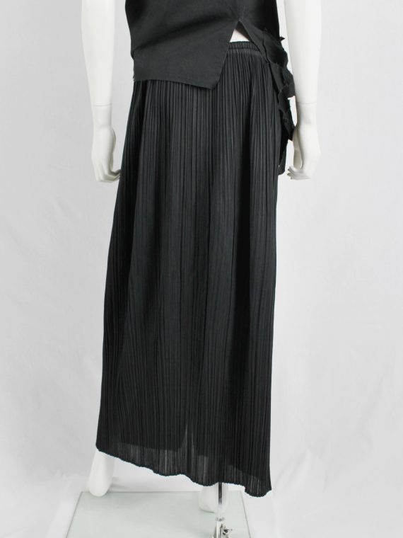 Issey Miyake Pleats Please black pleated maxi skirt with front zipper ...