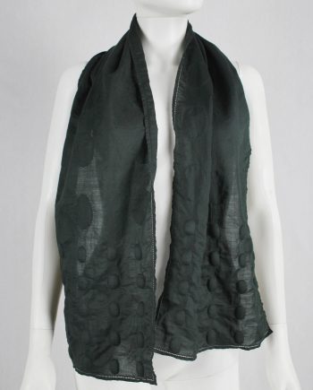 Issey Miyake dark green scarf with 3D padded circles