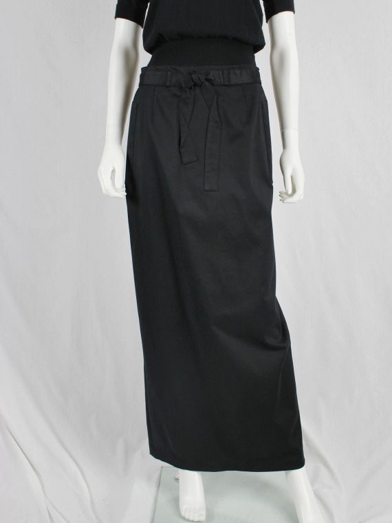 vaniitas vintage Maison Martin Margiela black maxi skirt with trompe-l’oeil bow runway spring 1999 1277