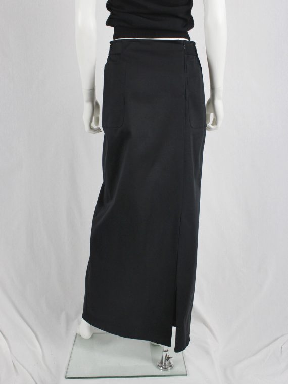 vaniitas vintage Maison Martin Margiela black maxi skirt with trompe-l’oeil bow runway spring 1999 1298