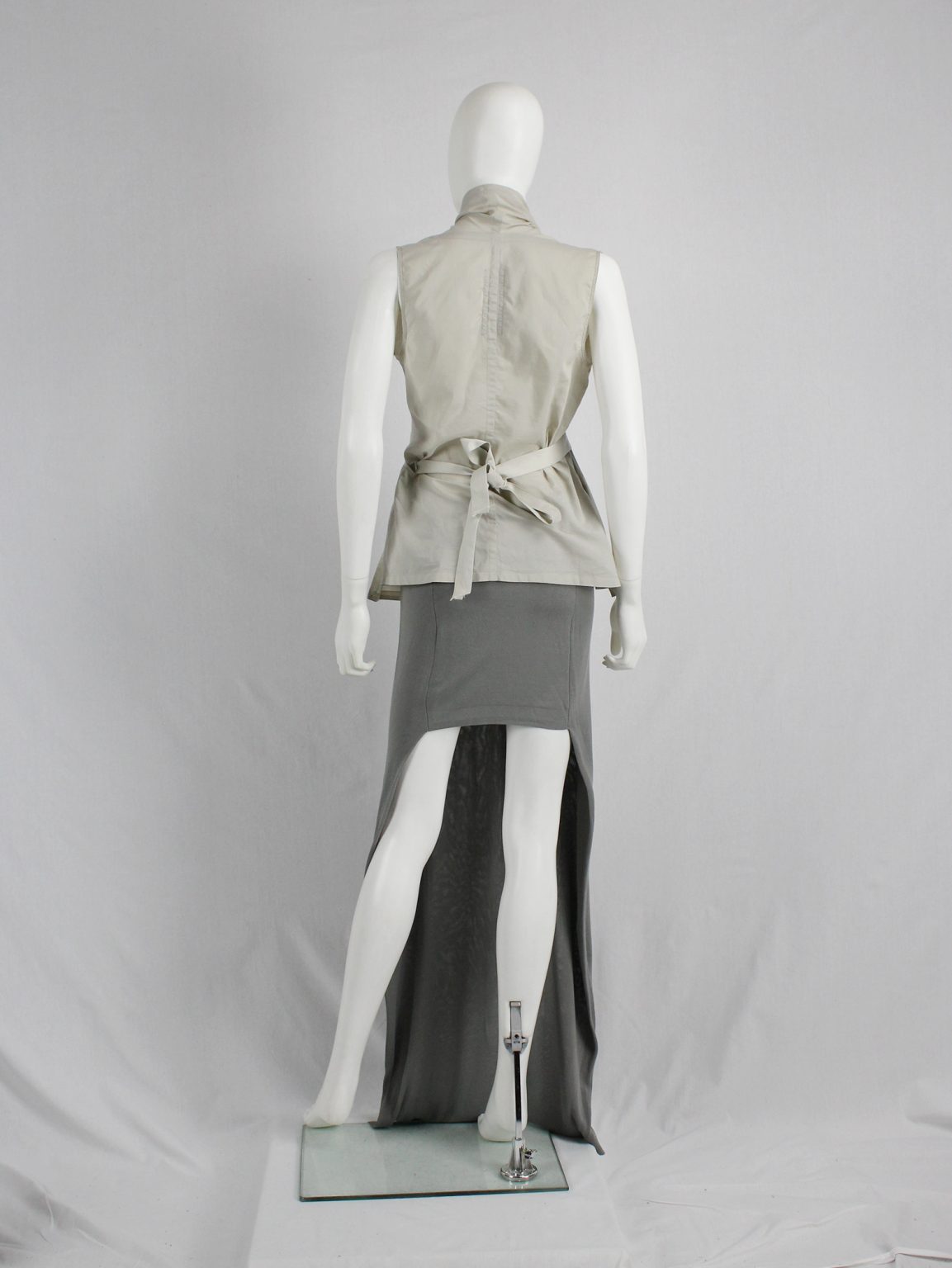 Maison Martin Margiela grey maxi skirt with mini-skirt back — spring 2008