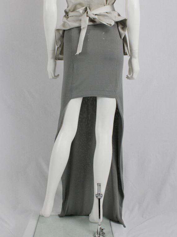 vaniitas vintage Maison Martin Margiela grey maxi skirt with mini-skirt back runway spring 2008 4138