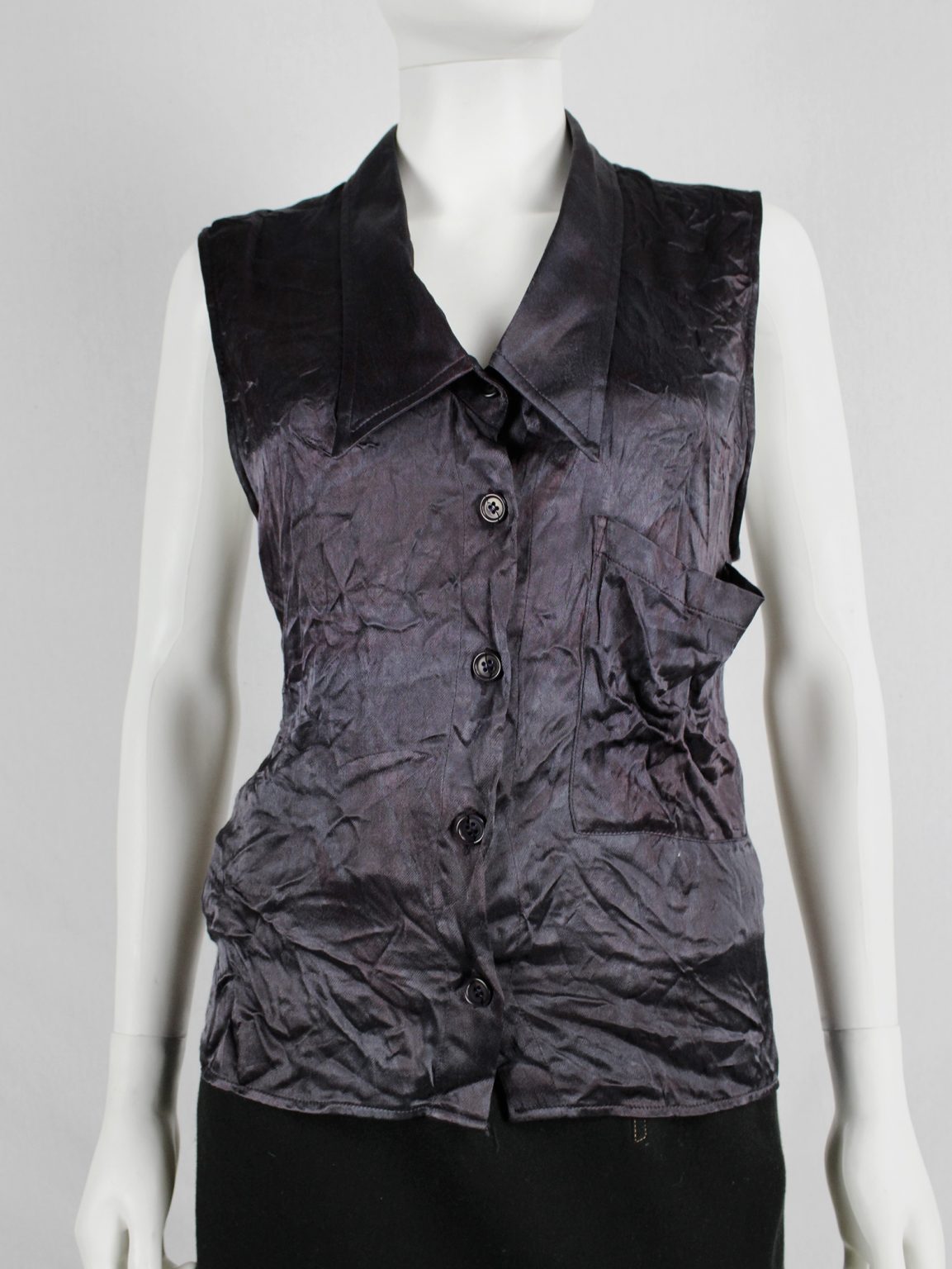 Maison Martin Margiela purple wrinkled shirt in exclusive fabric — fall 2004