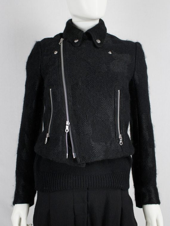 vaniitas vintage Noir Kei Ninomiya black bicker jacket with textured pied-de-poule motif spring 2014 2692