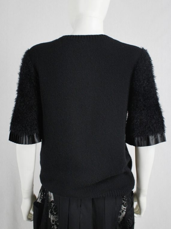 vaniitas vintage Noir Kei Ninomiya black knit top with fluffy sleeves and pleated trim fall 2016 0907