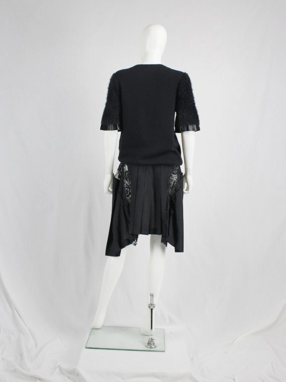 vaniitas vintage Noir Kei Ninomiya black knit top with fluffy sleeves and pleated trim fall 2016 0914