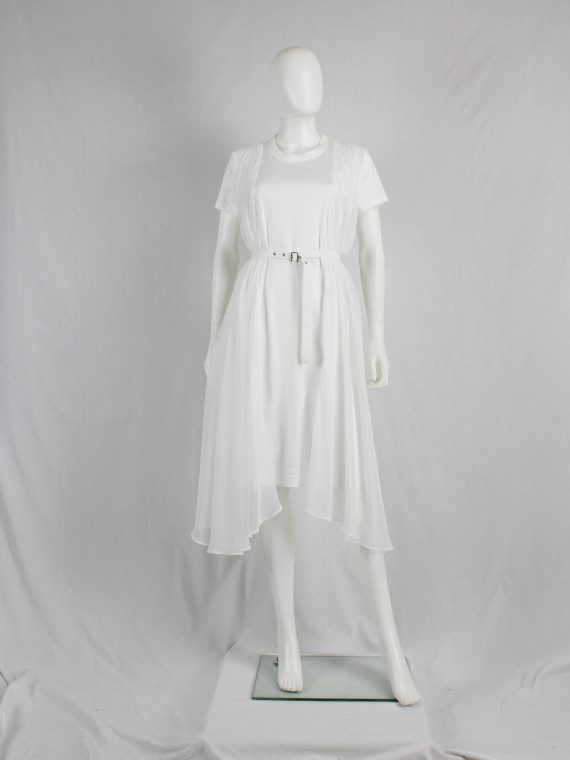 vaniitas vintage Noir Kei Ninomiya white belted dress with sheer side drapes fall 2016 0417