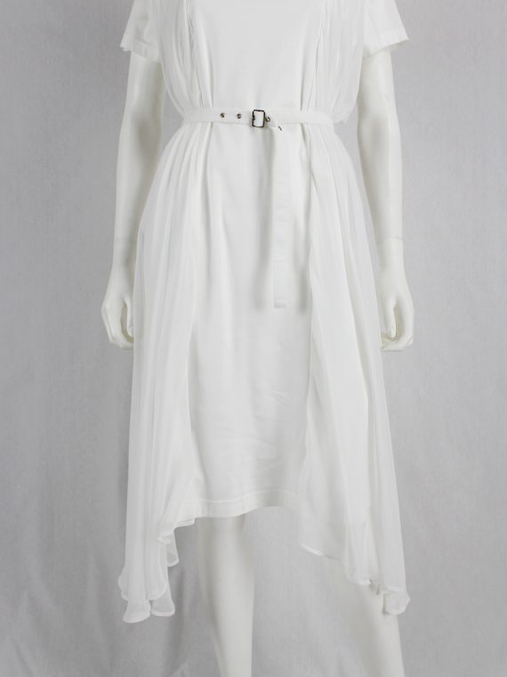vaniitas vintage Noir Kei Ninomiya white belted dress with sheer side drapes fall 2016 0442