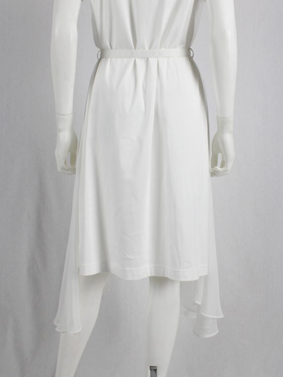 vaniitas vintage Noir Kei Ninomiya white belted dress with sheer side drapes fall 2016 0463