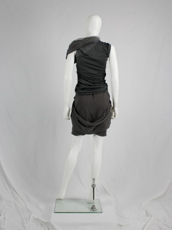 vaniitas vintage Rick Owens GLEAM brown shorts with front pleating and back drape runway fall 2010 1163