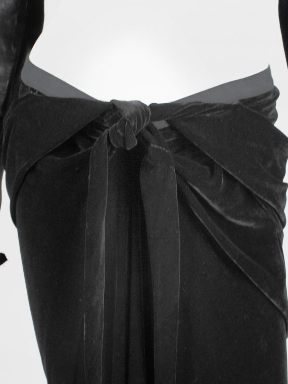 vaniitas vintage Rick Owens MOOG black draped velvet skirt with front tie fall 2005 3838
