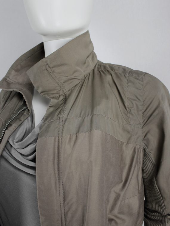 vaniitas vintage Rick Owens beige bomber jacket with moss green pleated back panel 4248