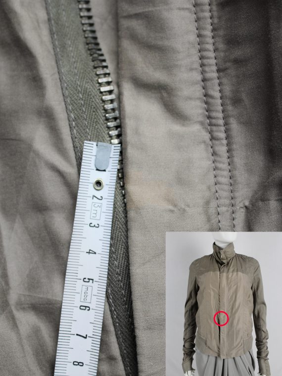 vaniitas vintage Rick Owens beige bomber jacket with moss green pleated back panel 4313