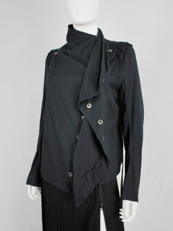 vaniitas vintage Ann Demeulemeester black shirt with standing neckline and a double row of buttons 4968