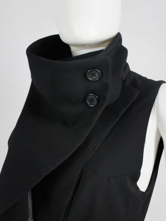 vaniitas vintage Ann Demeulemeester black vest with standing collar and draped panels fall 2012 0069