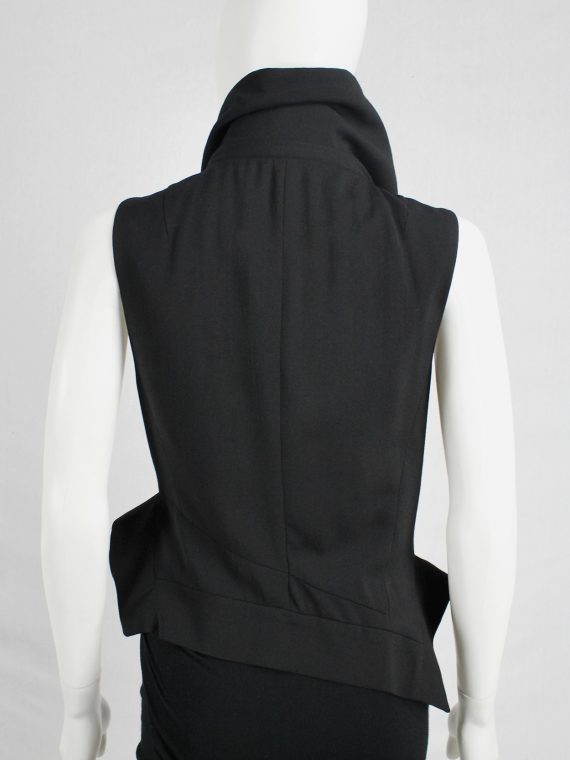 vaniitas vintage Ann Demeulemeester black vest with standing collar and draped panels fall 2012 0096