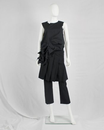 Comme des Garçons tricot black trousers with overlapping pleated skirt — AD 1999