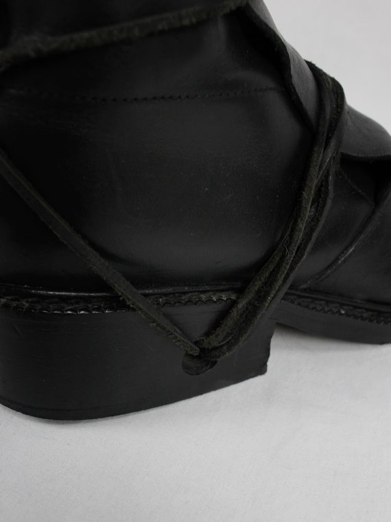 vaniitas vintage Dirk Bikkembergs black boots with flap and laces through the soles 1990s 90s 0600