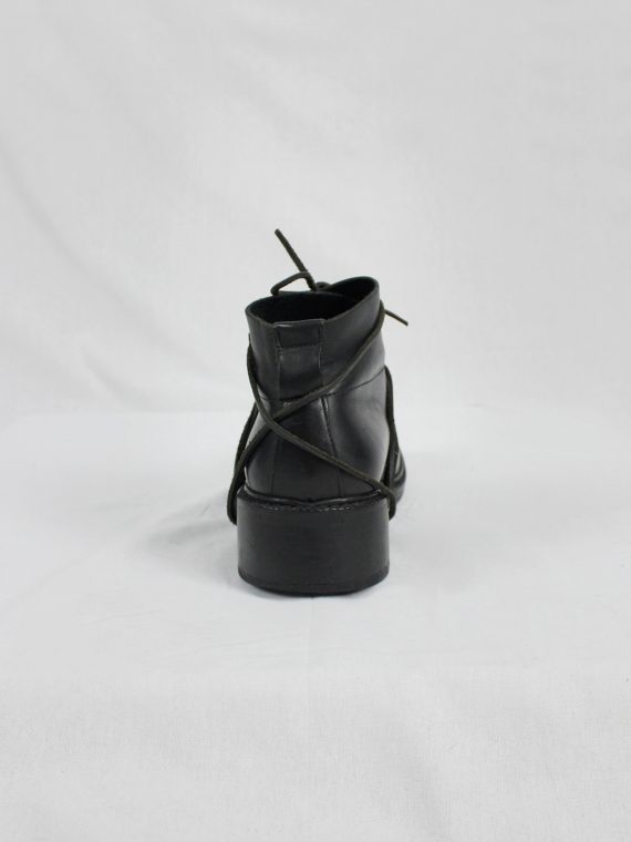 vaniitas vintage Dirk Bikkembergs black boots with flap and laces through the soles 1990s 90s 0637