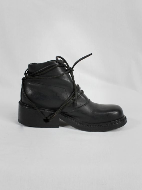vaniitas vintage Dirk Bikkembergs black boots with flap and laces through the soles 1990s 90s 7959