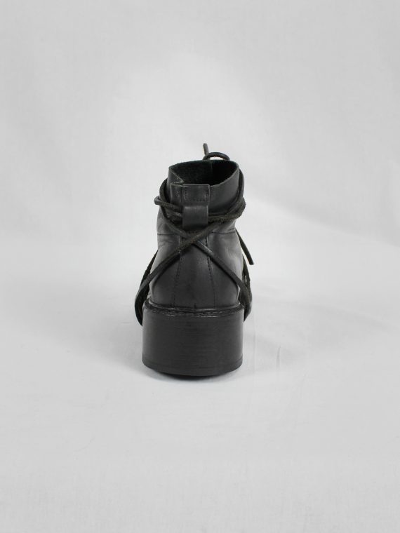 vaniitas vintage Dirk Bikkembergs black boots with flap and laces through the soles 1990s 90s 7966