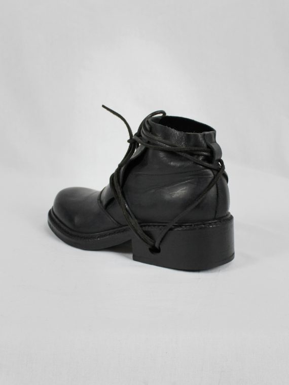 vaniitas vintage Dirk Bikkembergs black boots with flap and laces through the soles 1990s 90s 7968