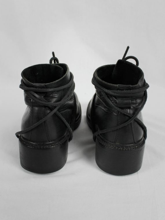 vaniitas vintage Dirk Bikkembergs black boots with flap and laces through the soles 1990s 90s 8002