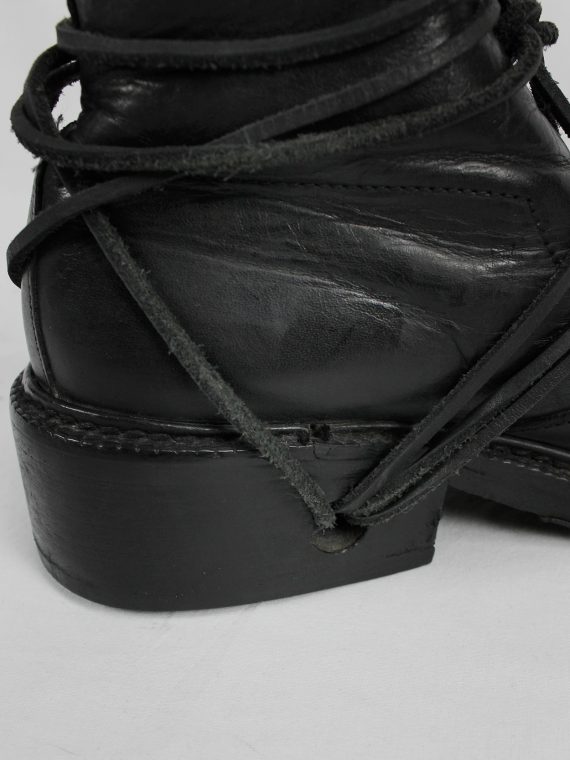 vaniitas vintage Dirk Bikkembergs black boots with flap and laces through the soles 1990s 90s 8047