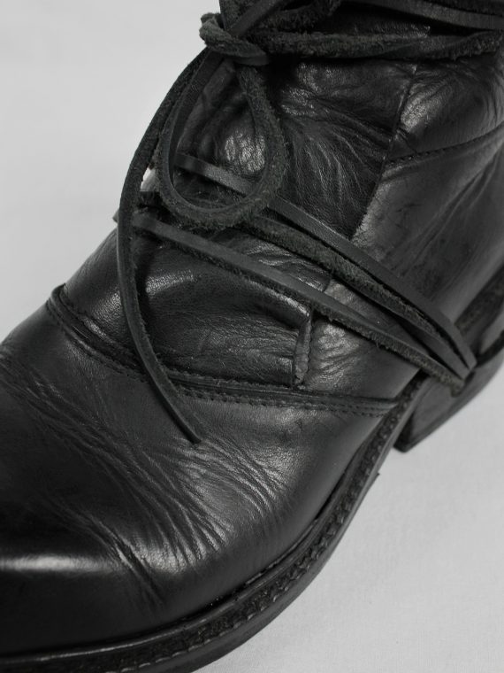 vaniitas vintage Dirk Bikkembergs black boots with flap and laces through the soles 1990s 90s 8050