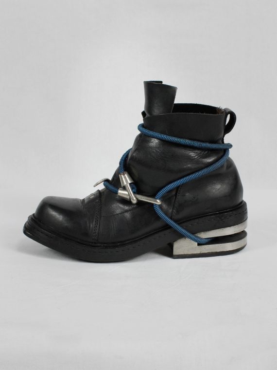 vaniitas vintage Dirk Bikkembergs black mountaineering boots with blue elastic 1990s 90s archive 7673