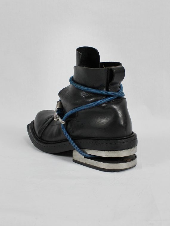 vaniitas vintage Dirk Bikkembergs black mountaineering boots with blue elastic 1990s 90s archive 7694