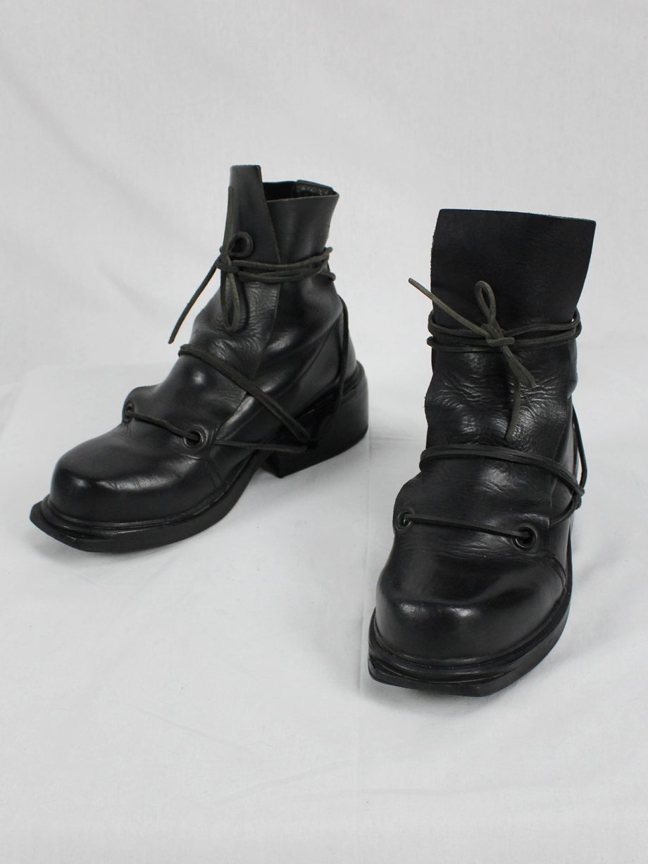 Dirk Bikkembergs black mountaineering boots with laces through the ...