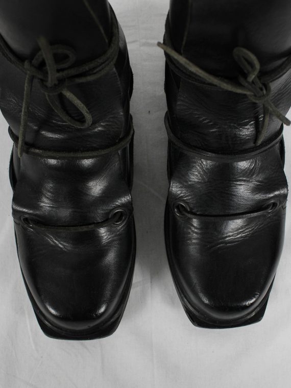 vaniitas vintage Dirk Bikkembergs black mountaineering boots with laces through the soles 1990s 90s 0670