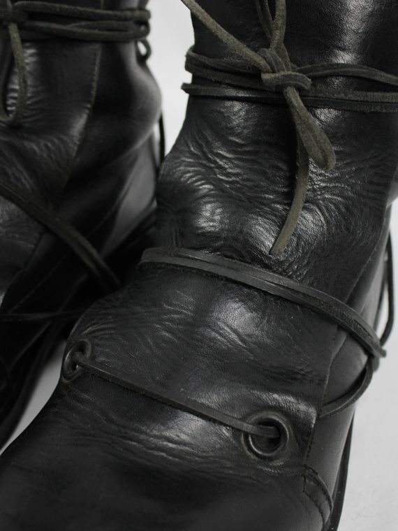 vaniitas vintage Dirk Bikkembergs black mountaineering boots with laces through the soles 1990s 90s 0674