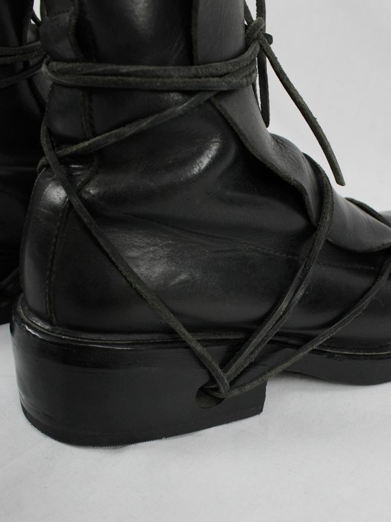 vaniitas vintage Dirk Bikkembergs black mountaineering boots with laces through the soles 1990s 90s 0687